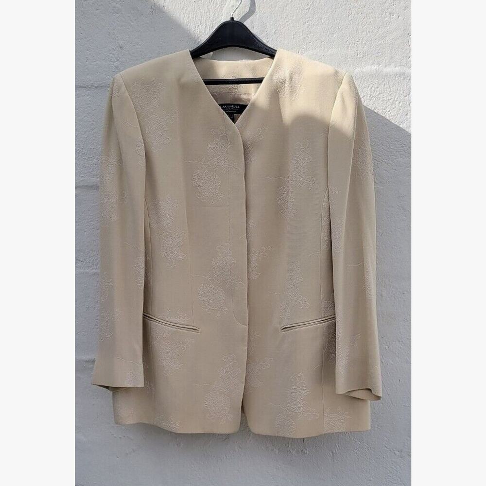 Vintage Emanuel Ungaro Blazer Womens 18 Cream Jacket Wool 90s Old Money Minimal
